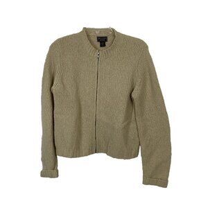 ABERCROMBIE & FITCH Womens Sweater Sz M Vtg 90's Wool Nylon Cardigan Full Zip